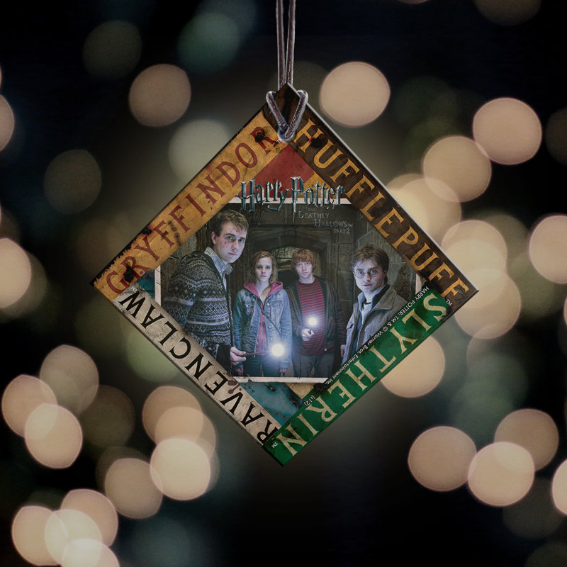 Harry Potter et les reliques de la mort Poudlard maison, impression de verre suspendu en forme de diamant