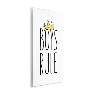 Boys Rule with Crown Wall Plaque Art by Martina Pavlova