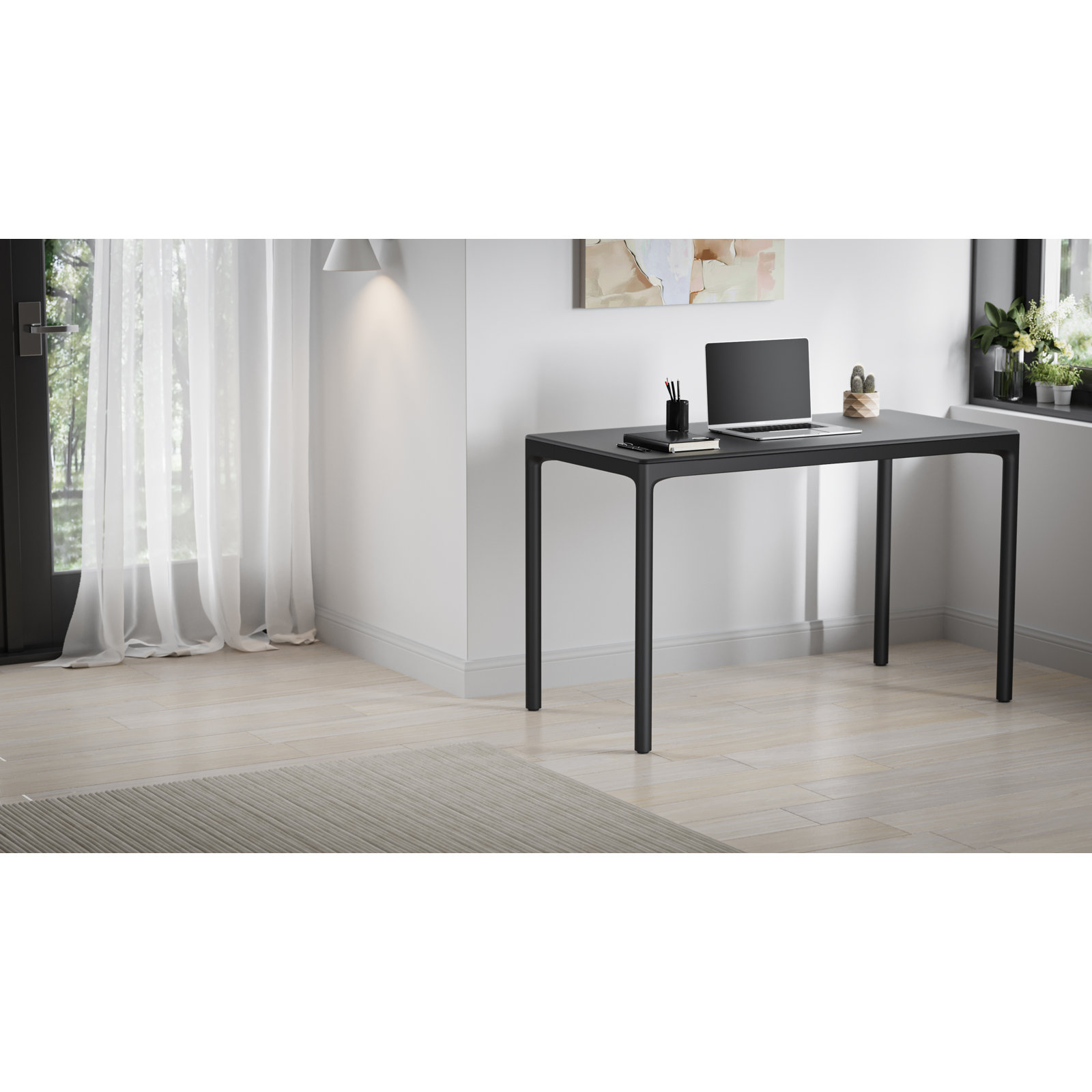 Luma Office - Stationary Desk, 29" H x 48" W x 24" D, Black