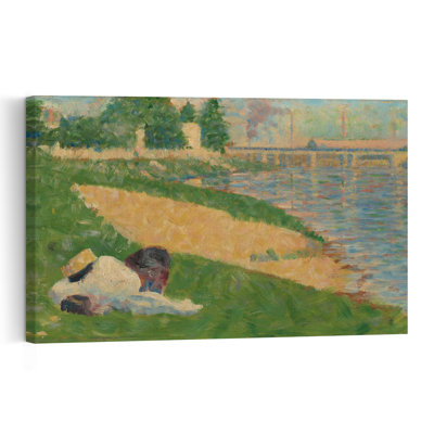 The Seine With Clothing On The Bank, 1883-1884 Abstract Contemporary Architecture Wall Art Print 1 Piece Wrapped Canvas Wall Art