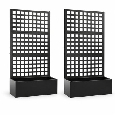 70.9-Inch Metal Planter Boxes with Trellis, Set of 2