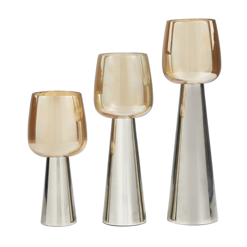 Ensemble de chandelles de table 3 pièces Merriweather, Argent poli
