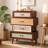 Fienley 26"W 4-Drawer Accent Chest with Mixed-Pattern Drawers, Vintage Wood Storage Cabinet