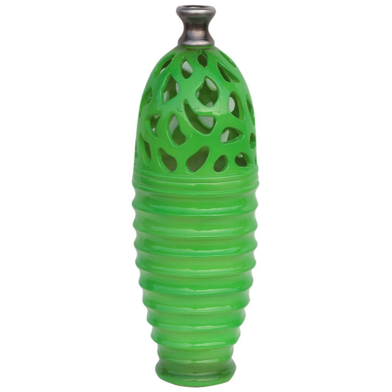 Vase de jardin 15 ", Vert lime / Gris