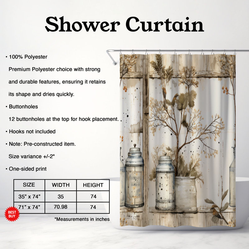 Rideau de douche Icy Arbor, H 74 po x l 71 po