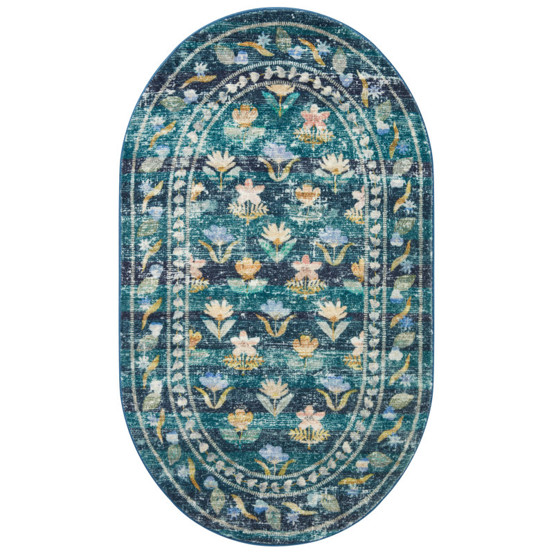 Rifle Paper Co. x Loloi Courtyard Emerald Area Rug feat. CloudPile, Rectangle 5' x 7'6"
