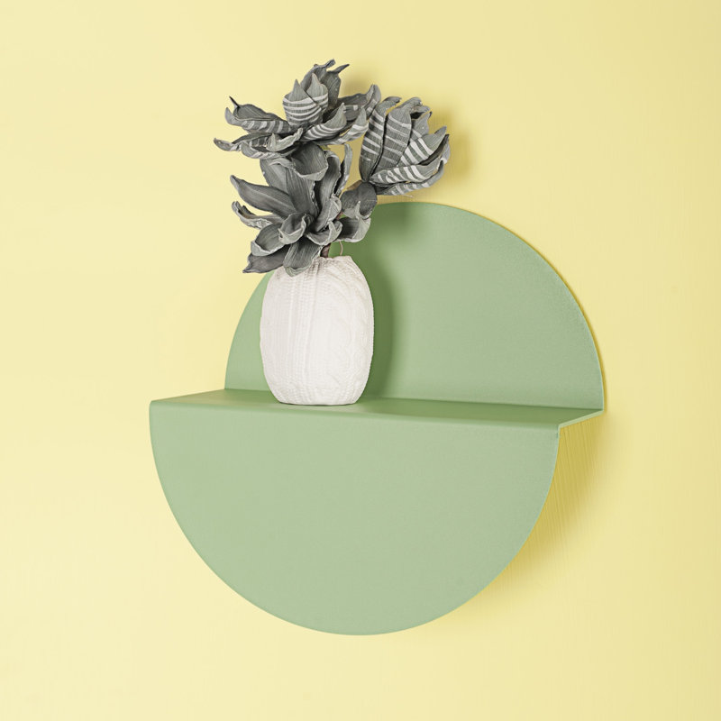 Arline Metal Floating Shelf, Green, Small