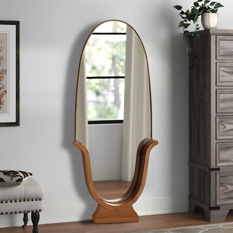 59,06 po Miroir en verre à forme spéciale de surface brun, 59.06" H x 27.56" W x 1.57" D