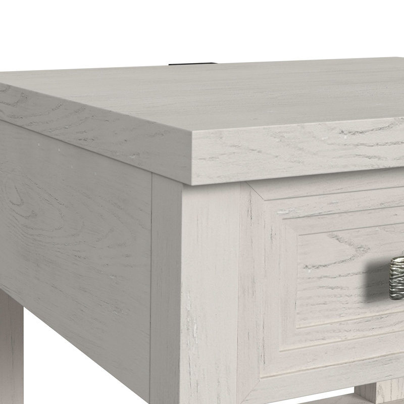Jeanne End Table with USB in Antique White