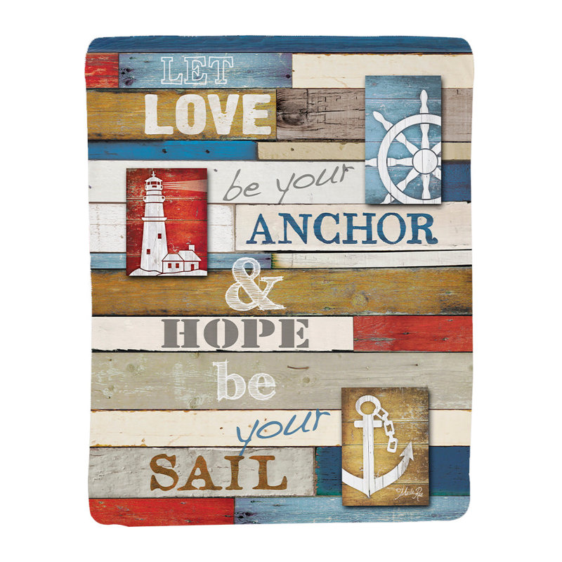 Nautical Anchor Sherpa Throw Blanket