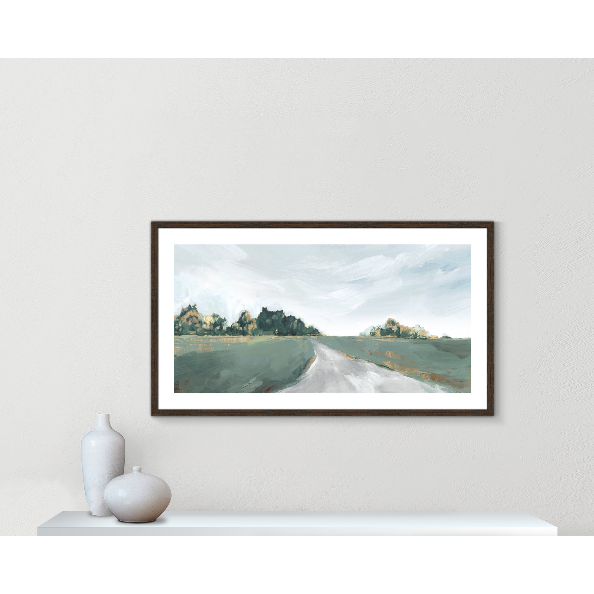 Field of Dreams by Isabelle Z - Painting Print, Picture Framed Paper, Beige Wood, 25.5" H x 45.5" W