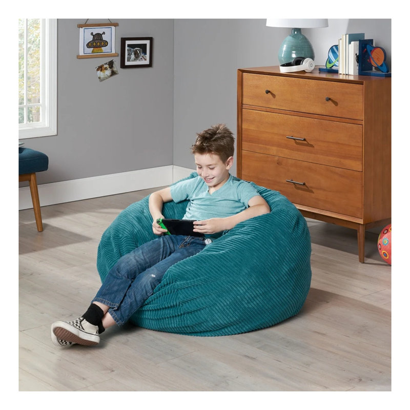 Fauteuil à billes en velours côtelé Kenli