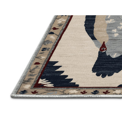 Washable Red eyed Dove Birds Area Rug