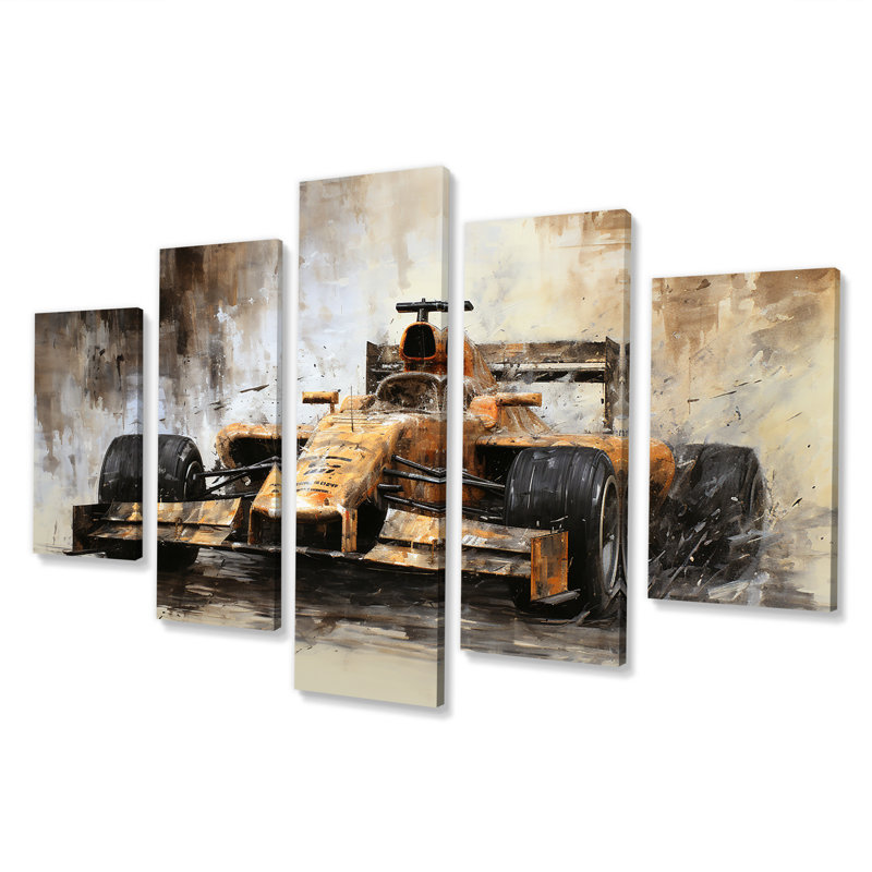  «Vintage Formule voiture Melody III - ensemble de décorations murales multi-panneaux