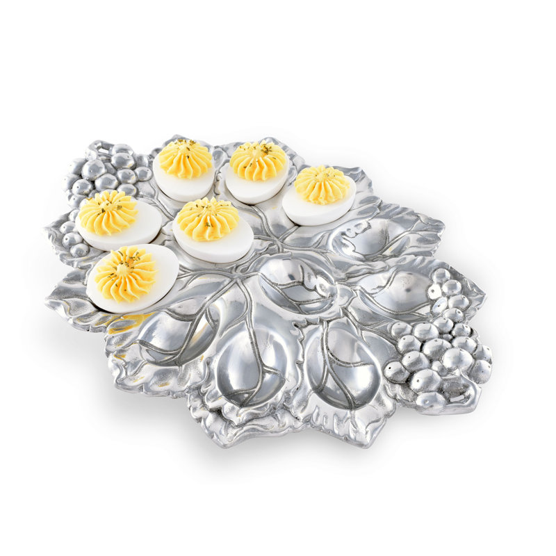 Grape Pattern Silver Aluminum Deviled Egg Tray