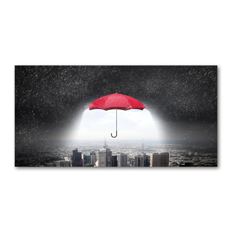 Umbrella Over The City - Wrapped Canvas Print