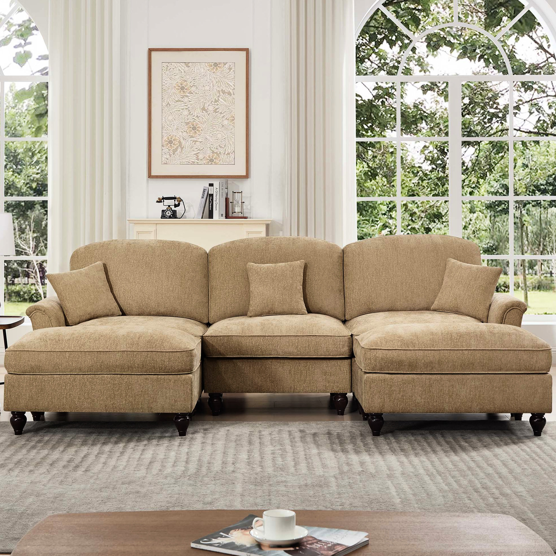 Red Barrel Studio Coffee Chenille 3 - Seat Comfy Modular U Shape ...
