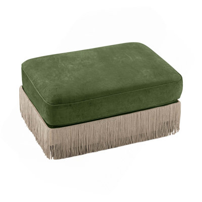 Repose-pieds rembourré en velours Chesterfield