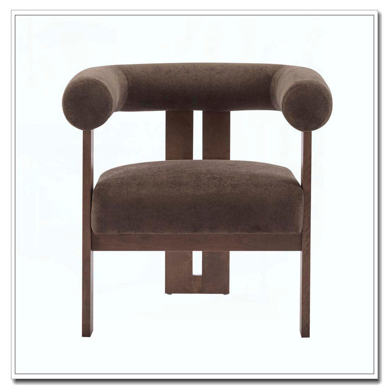 Fauteuil d'appoint rembourré en velours, Marron foncé