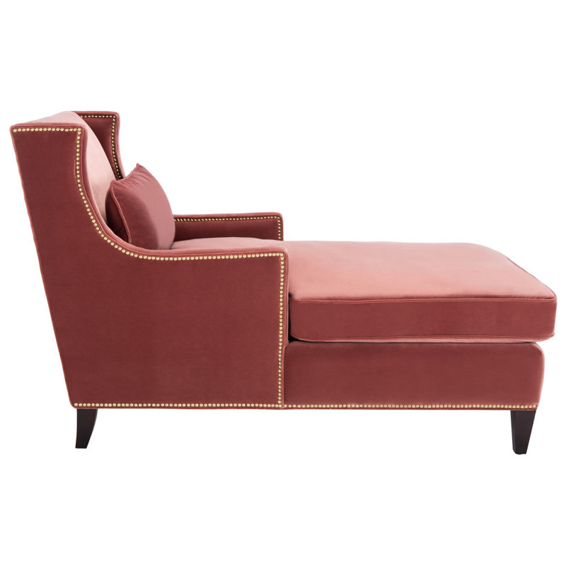 Higdon Velvet Chaise Lounge, Dark Rose Pink