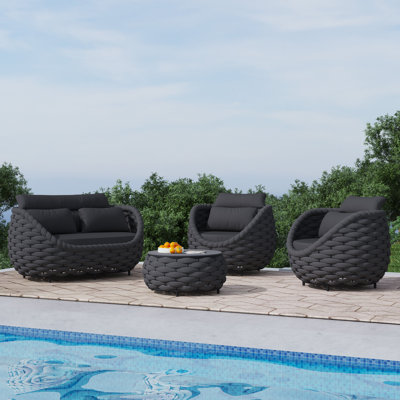 Ensemble de conversation pour 4 personnes avec coussins imperméables