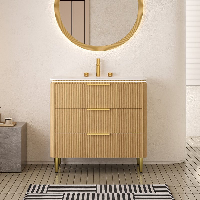 AMARA 36'' Bathroom Vanity&Sink, Light Oak, 36"