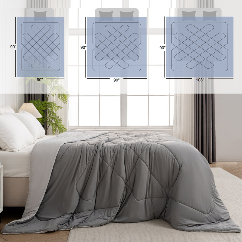 Double Sided Cooling Comforter for Hot Sleepers Summer Cooling Touch Blanket , Queen, Gray/Light Gray