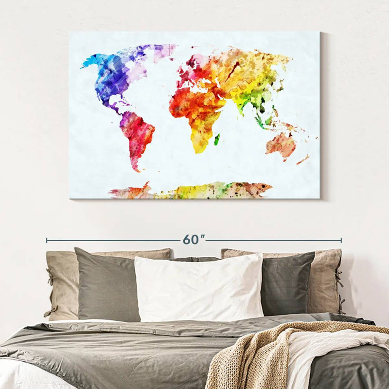 Carte du monde tempéré Aliaz, H 34 po x l 51 po