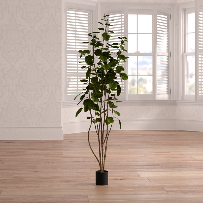 Cotinus Coggygria artificiel en pot vert, H 60 po x l 22 po x P 22 po