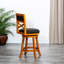 Tabouret de 24 po de hauteur comptoir, finition naturelle, siège en tissu gris anthracite, tabouret pivotant durable en bois franc avec siège