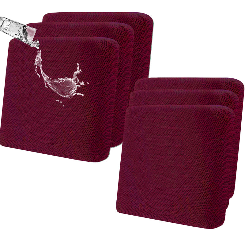 Fabric Box Cushion Slipcover, Wine Red Fabric