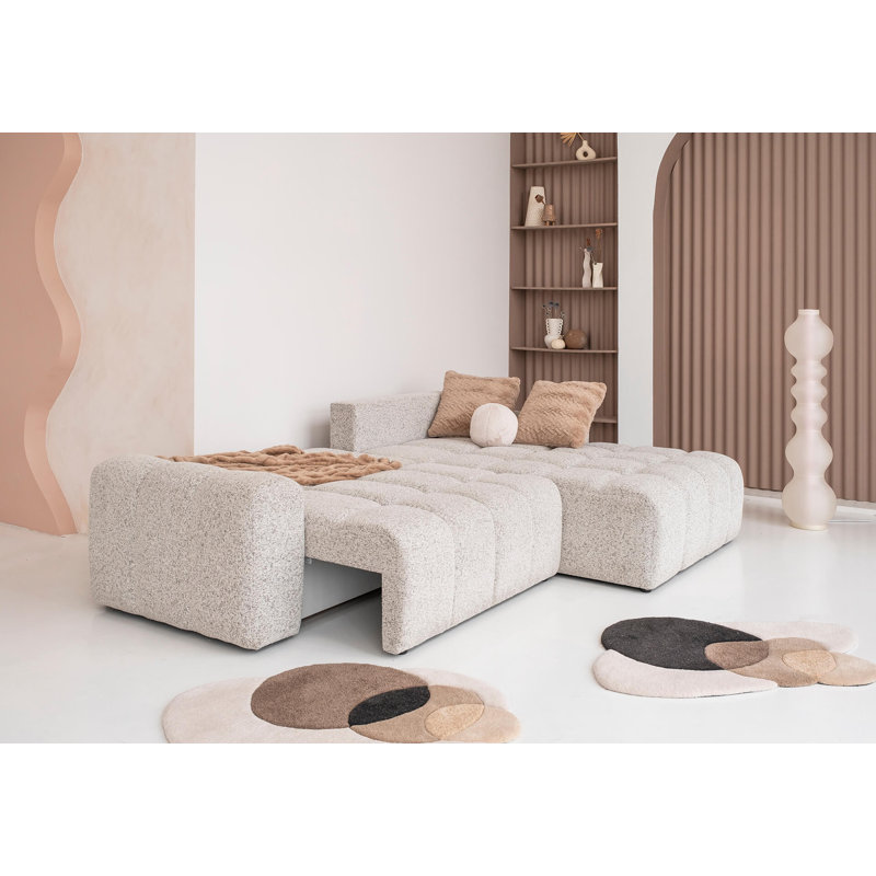 Lulu Corner Sofa Bed, 94cm H x 268cm W x 184cm D, Right -sided, Light gray