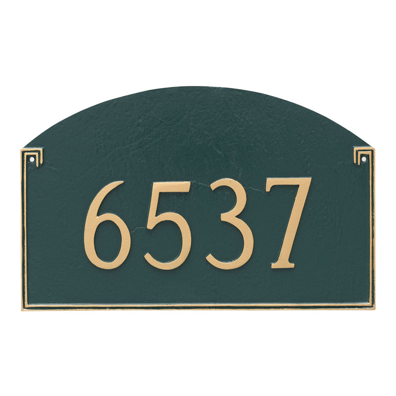 Plaque d’adresse murale sur 1 ligne georgetown, Vert chasseur / Argent, Oui