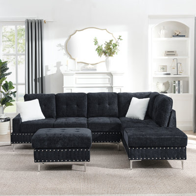 Comfortable & Stylish Chenille Sectional Sofa With Storage & Reversible Chaise For Modern Living Rooms