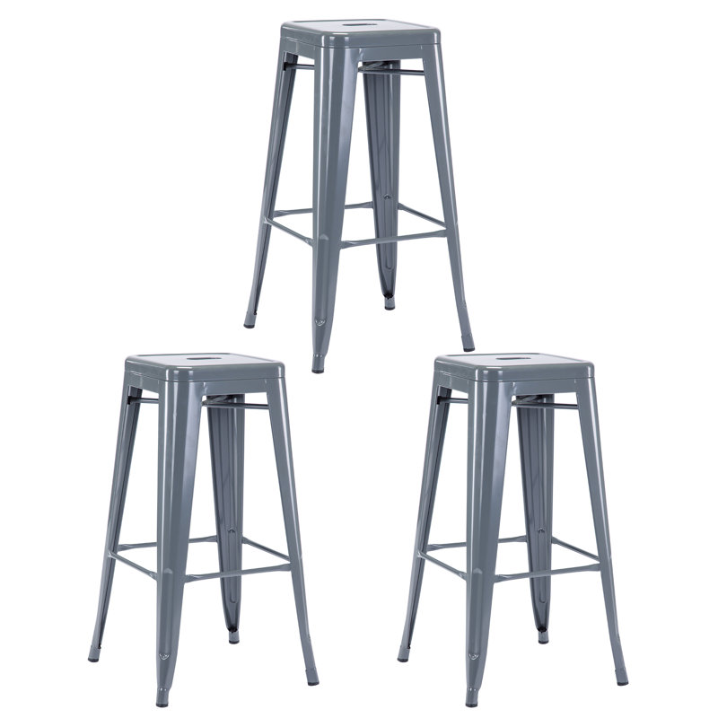 Stainless Steel Outdoor Stool, Glossy Grey