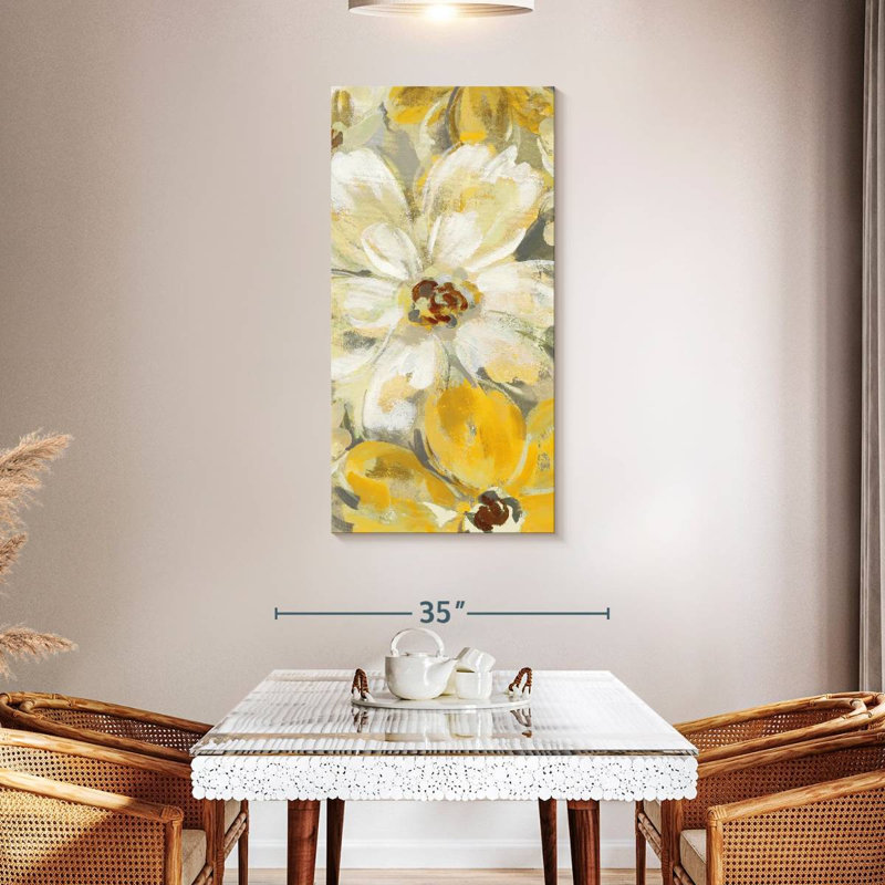 Scattered Spring Petals Yellow Gray II, 48" H x 24" W