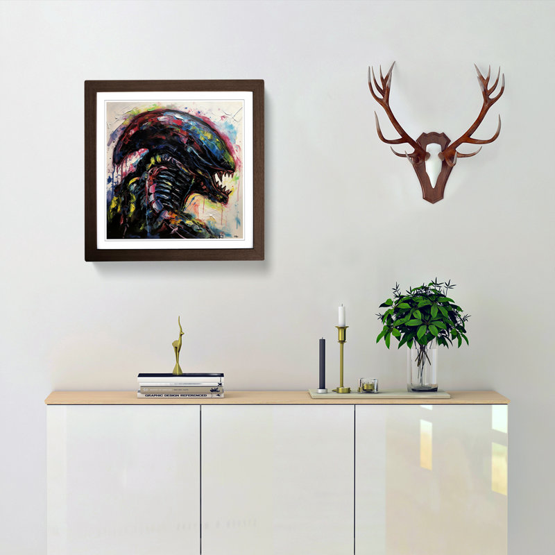 Alien Palette Knife Painting - Framed Print, Walnut