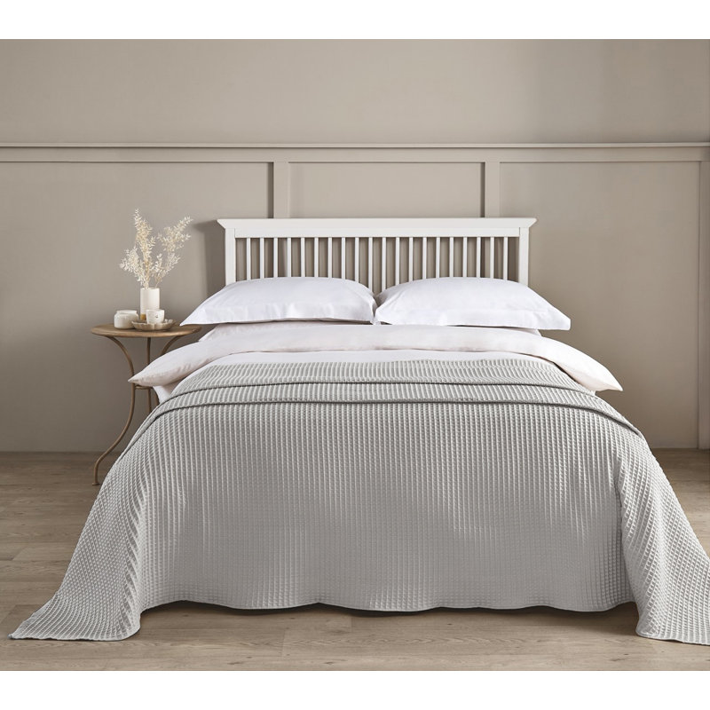 Hotel Waffle Blanket Bedspread, Dove Grey, 250 x 260cm Bedspread