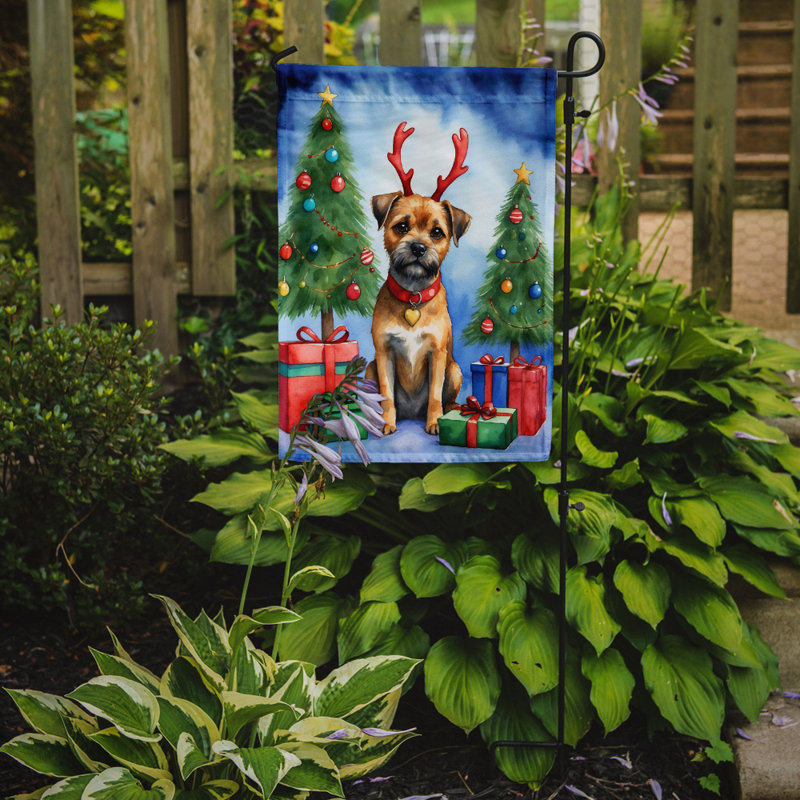 Drapeau de Noël renne de jardin, Border Terrier