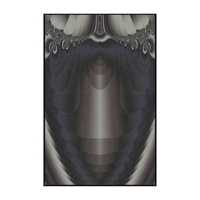 Tapis décoratif en laine et en polyester noir fabriqué à la machine, Rectangle 7 pi x 9 pi