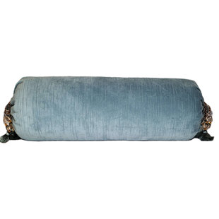 Velvet Bolster Turquoise Throw Pillow