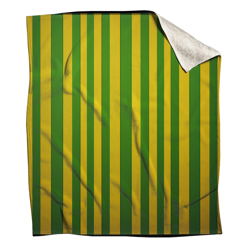 Couvertures à rayures verticales vertes et jaunes, 60in W x 80in H