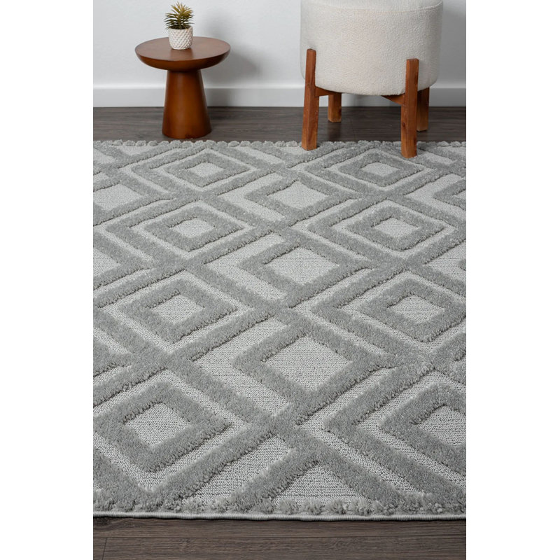 Luxurious Grey Area Rug, 7.9 x 11.2 Feet | 100% Polypropylene, Machine Woven, 1.7 cm Pile Height | Non-Slip Dot Underside, Antibacterial | Perfect for Living Room, Bedroom, and Dining Areas, Easy to Maintain