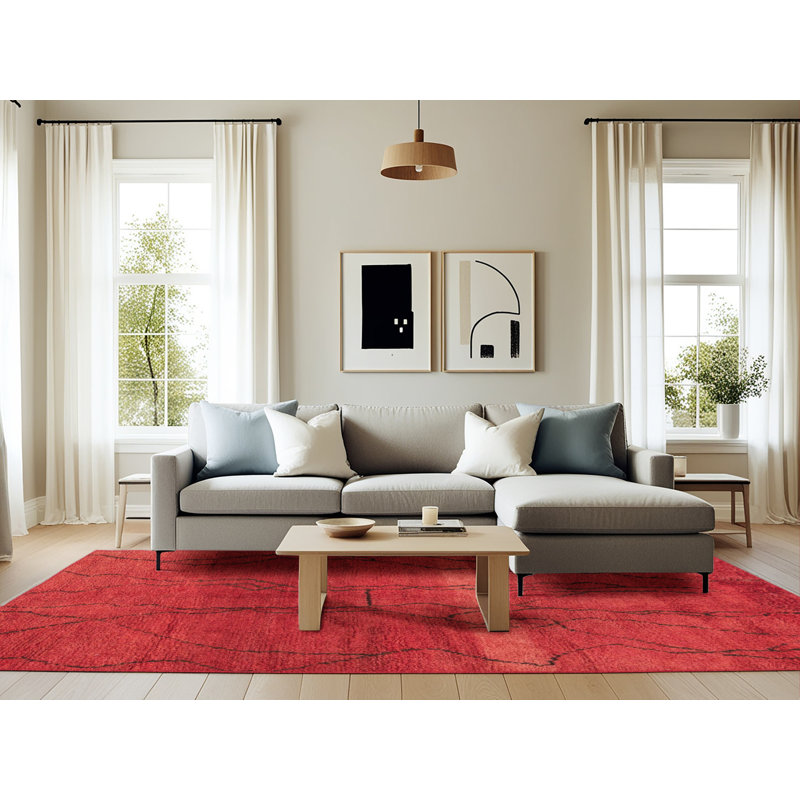 Wool Abstract Indoor Rug, Rectangle 6' x 9'
