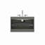 Meuble-lavabo mural gris de 30 po avec lavabo en céramique et trois trous de robinet, grand meuble-lavabo flottant de rangement pour salle de bain moderne, pré-assemblé
