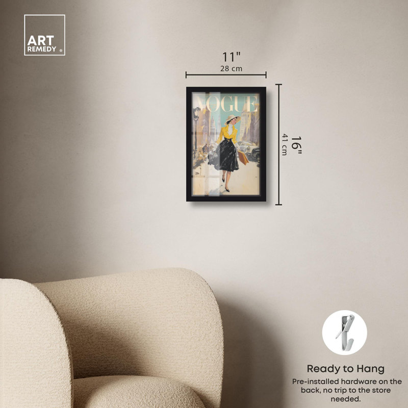 «New York», housse Shadowbox, impression Glam Art Prints par Art Remedy, H 16 po x l 11 po, Noir