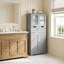 Armoire de rangement de salle de bain autoportante robuste à grande capacité à 4 portes résistante à l'eau avec 2 tiroirs coulissants et portes vitrées transparentes pour la salle de bain-954859753