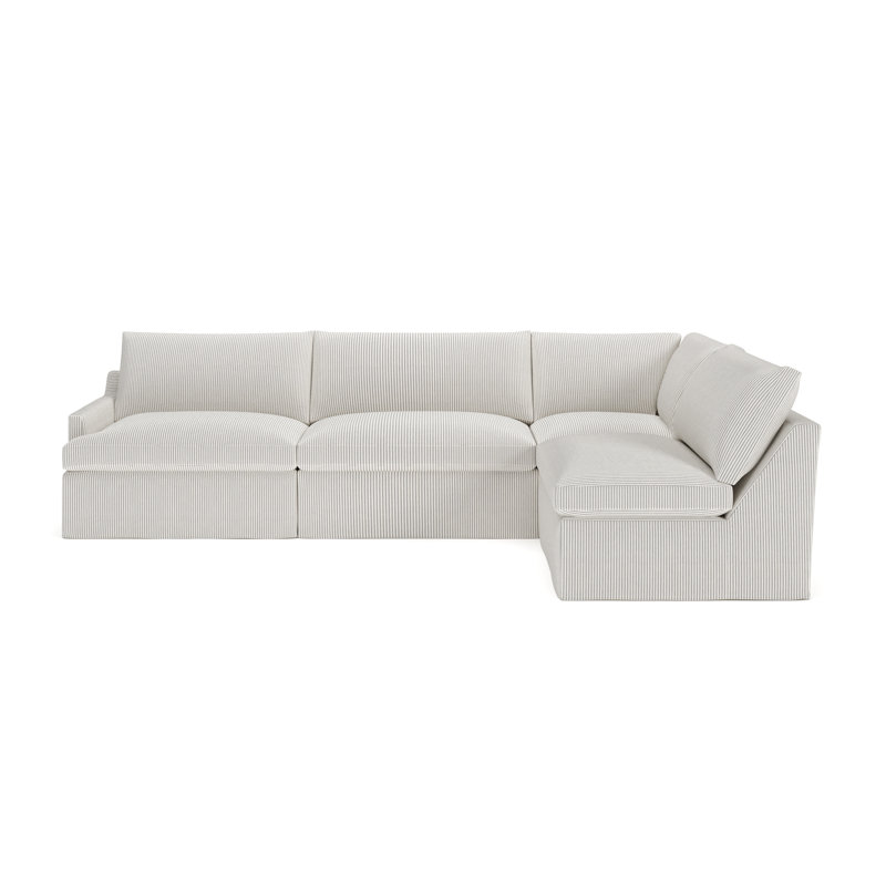 Wrenley 4-Piece Slipcovered Modular Sectional, Cruise Grey Striped, Right Hand Facing