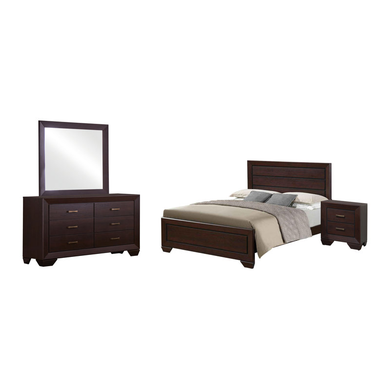 Ensemble de chambre à coucher Canmore , Cacao foncé, Bed, Nightstands, Dresser, Mirror, Grand