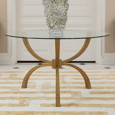 Teton Extendable Round Glass Top Metal Base Dining Table